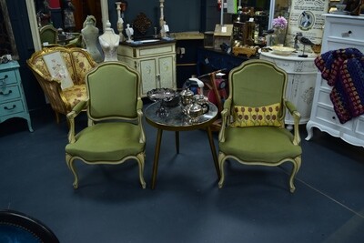 Pair Green Boudoir Chairs