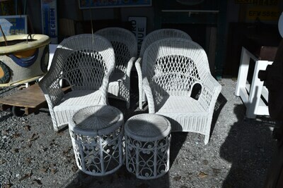 White Wicker Tables and Chairs