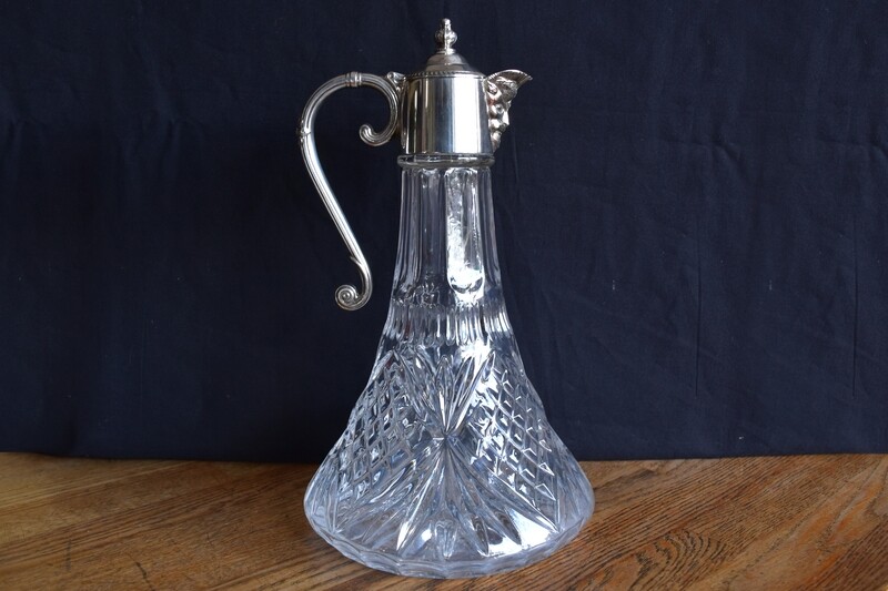 Silver Plate Cut Glass Claret Jug