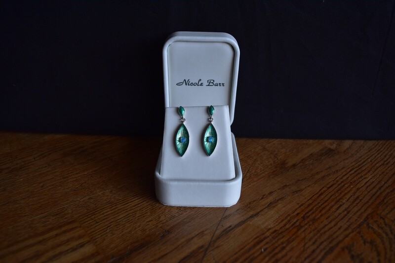 Nicole Barr Sterling Silver, Enamel & Opal Earrings