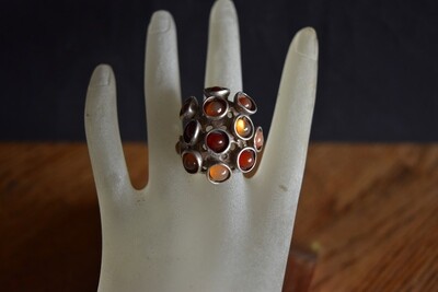 Sterling Silver & Agate Ring London 1973