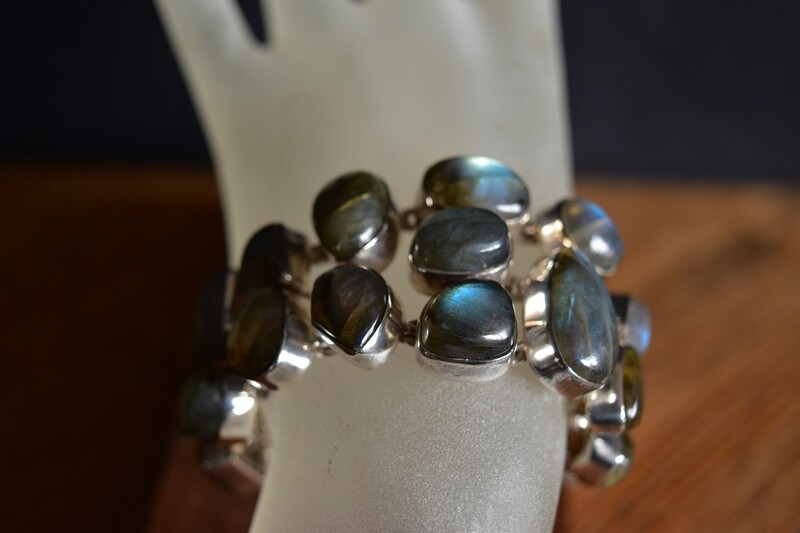 Chunky Sterling Silver Labradorite Bracelet