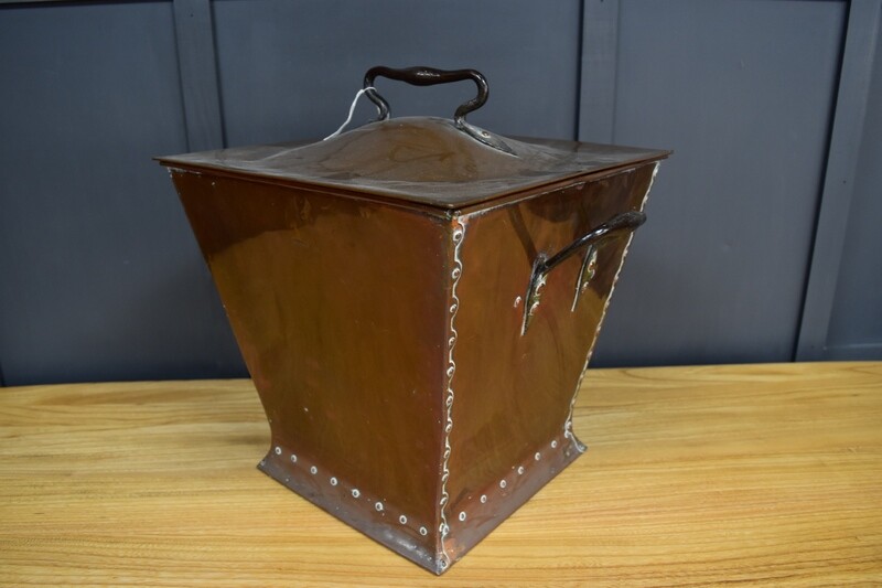 Arts & Crafts Brass Coal Box