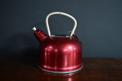1950s Red Anodised Camping Whistling Kettle
