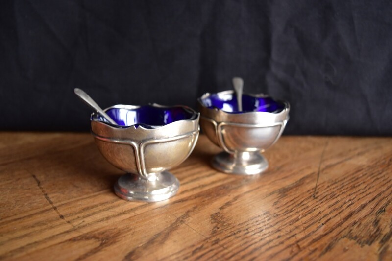 Pair Mappin & Webb Silver Salts & Spoons