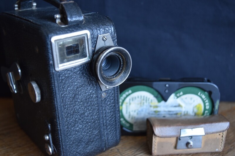 Pathe Cine Camera in Leather Case c1920s