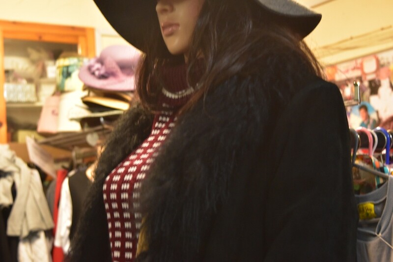 1970s Style Black Suede & Mongolian Trim Coat