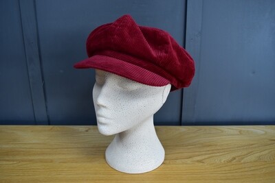 Vintage Ruby Red Corduroy Baker Boy Cap