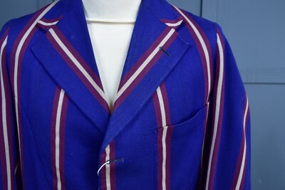 1940s Blue & Burgundy Stripe College Jacket
