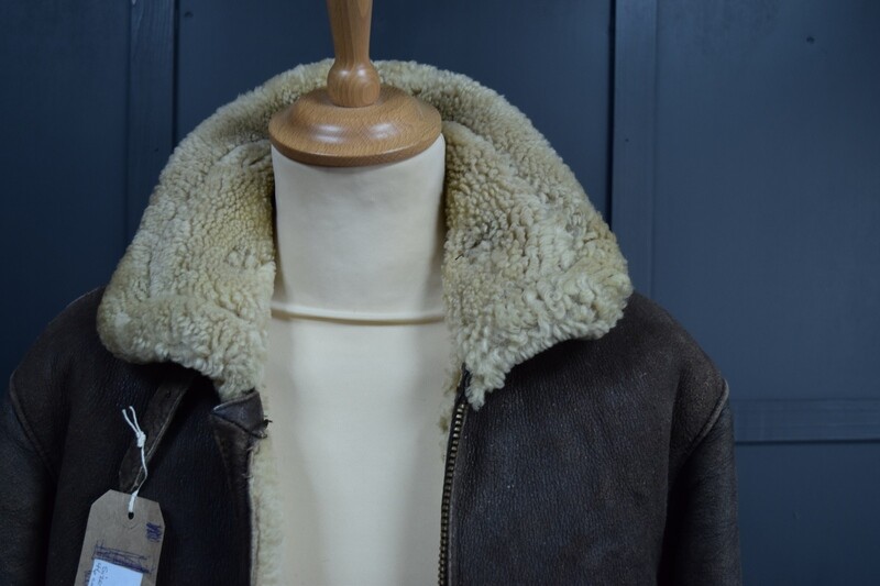 1960s Brown Leather Sheepskin Flying Jacket
