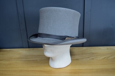 Vintage Stone Grey Wool Top Hat
