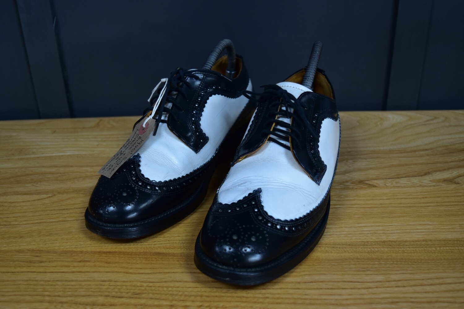 1940s Style Black & White Leather Brogues