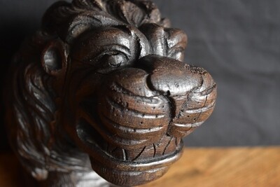 Carved Decorative Lion Head on Foot
