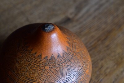 Hand Carved Peruvian Story Telling Gourd