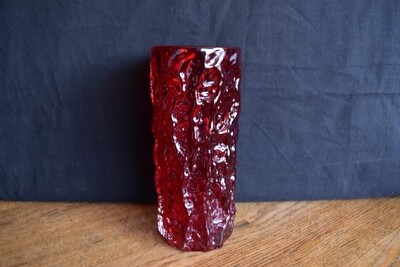 Whitefriars Ruby Red Bark Vase by Geoffrey Baxter