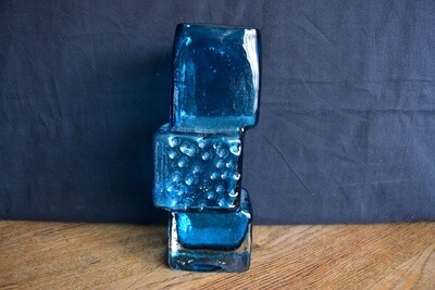 Whitefriars Blue Drunken Bricklayer Vase c1960s