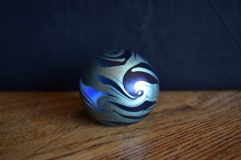 Okra Iridescent Swirl Paperweight