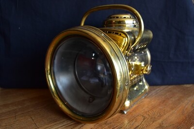 Large Brass Head Lamp by Powell & Hanmer Ltd. Birmingham