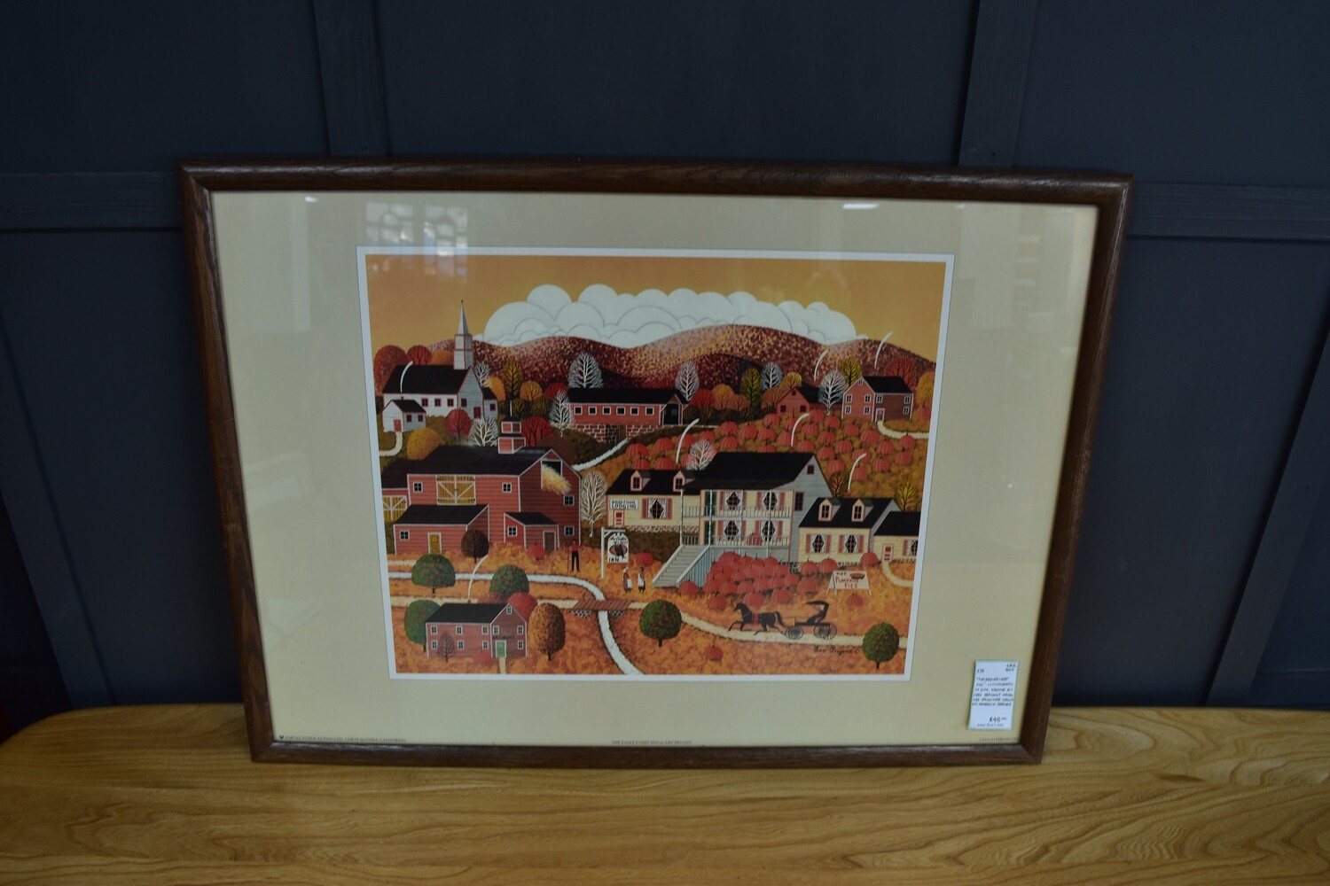 Primitive Views of America - "The Eagles Nest Inn" Lithograph in Oak Frame by Leo Bryant