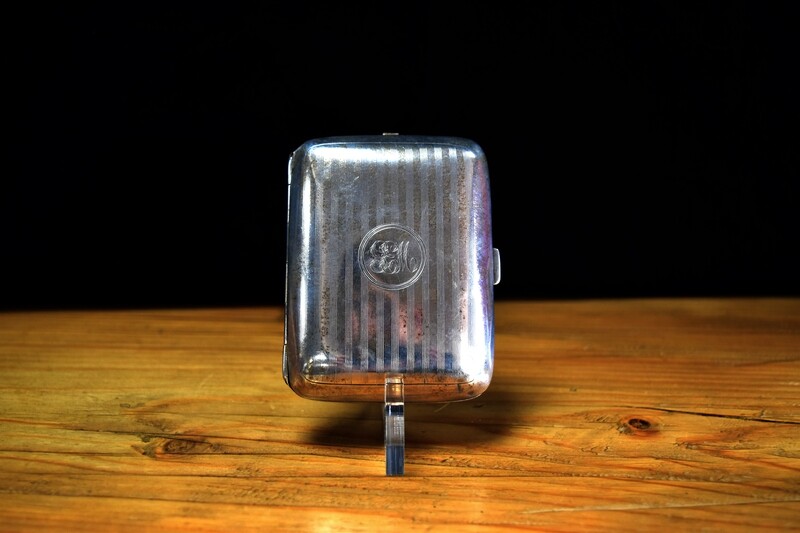 Silver Striped Cigarette Case by W.H. Sparrow 1921