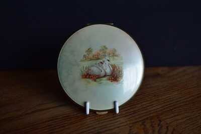 Vintage Compact with Swan Scene