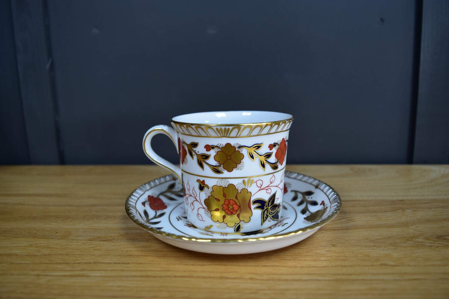 Royal Crown Derby Godroon Rose Cup & Saucer
