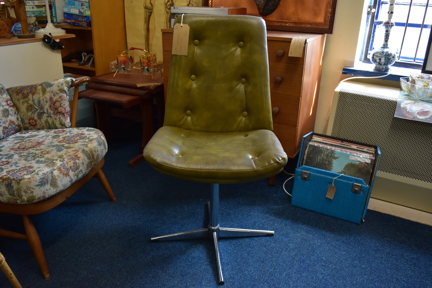 1960s Leatherette Swivel Chair