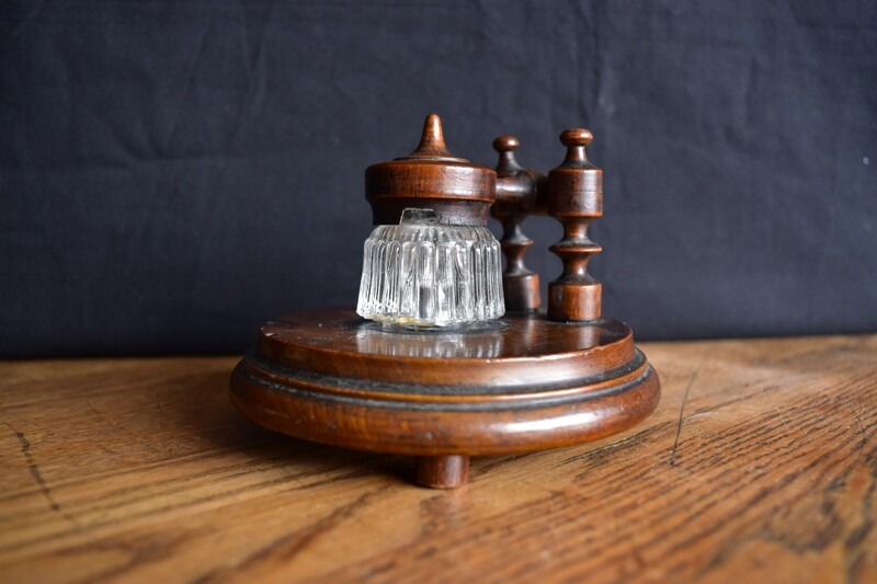 Wooden Desktop Inkwell