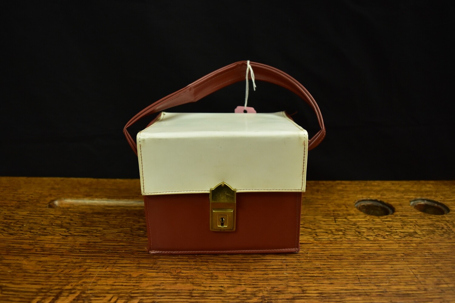 1940s Brown & White Box Bag/Gas Mask Bag