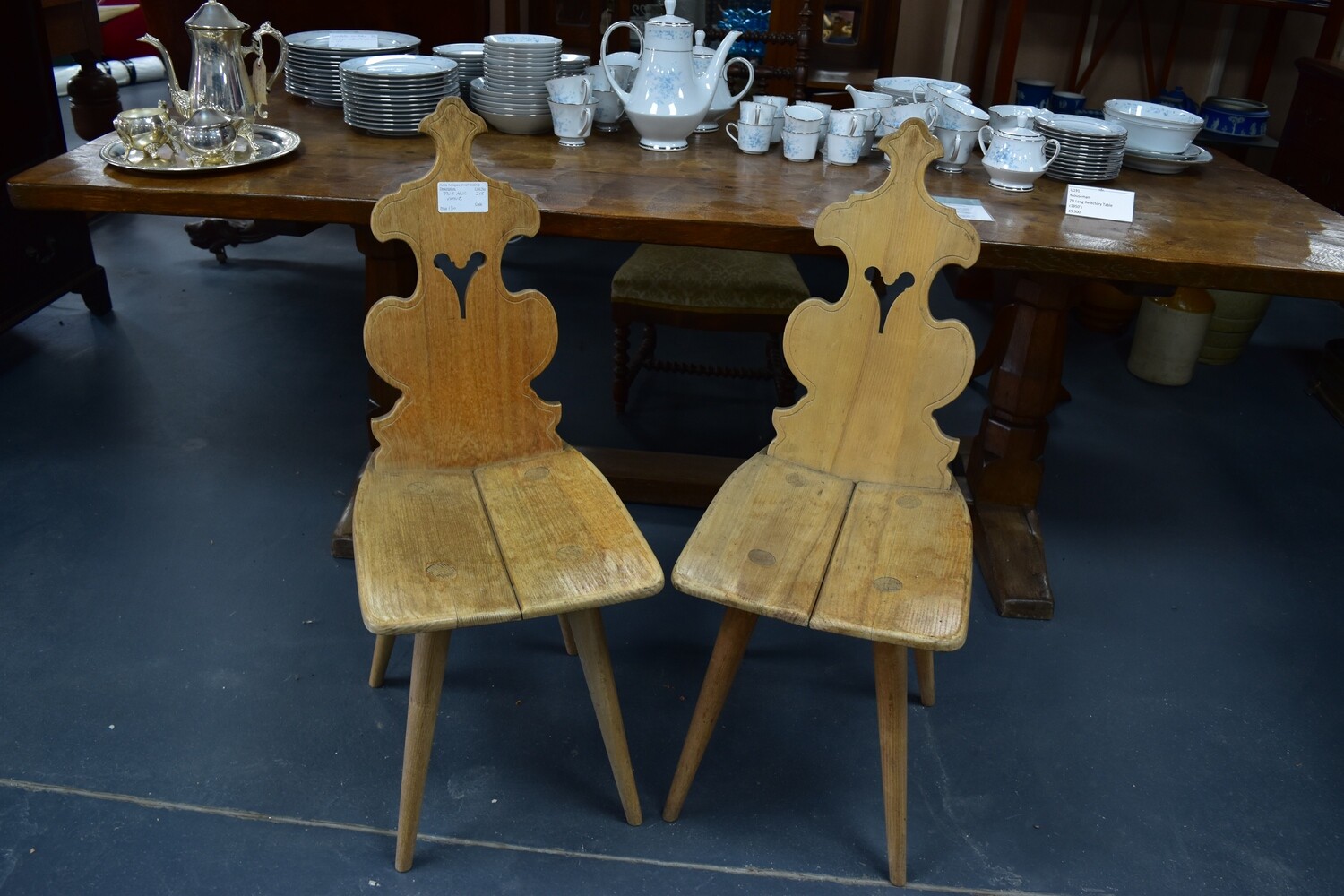 Pair of Carved Hall Chairs