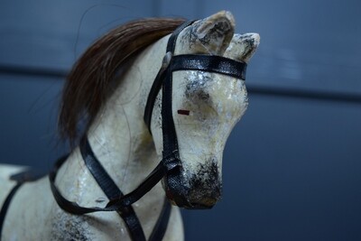 Smaller White & Green 19th Century Pull Along Toy Horse
