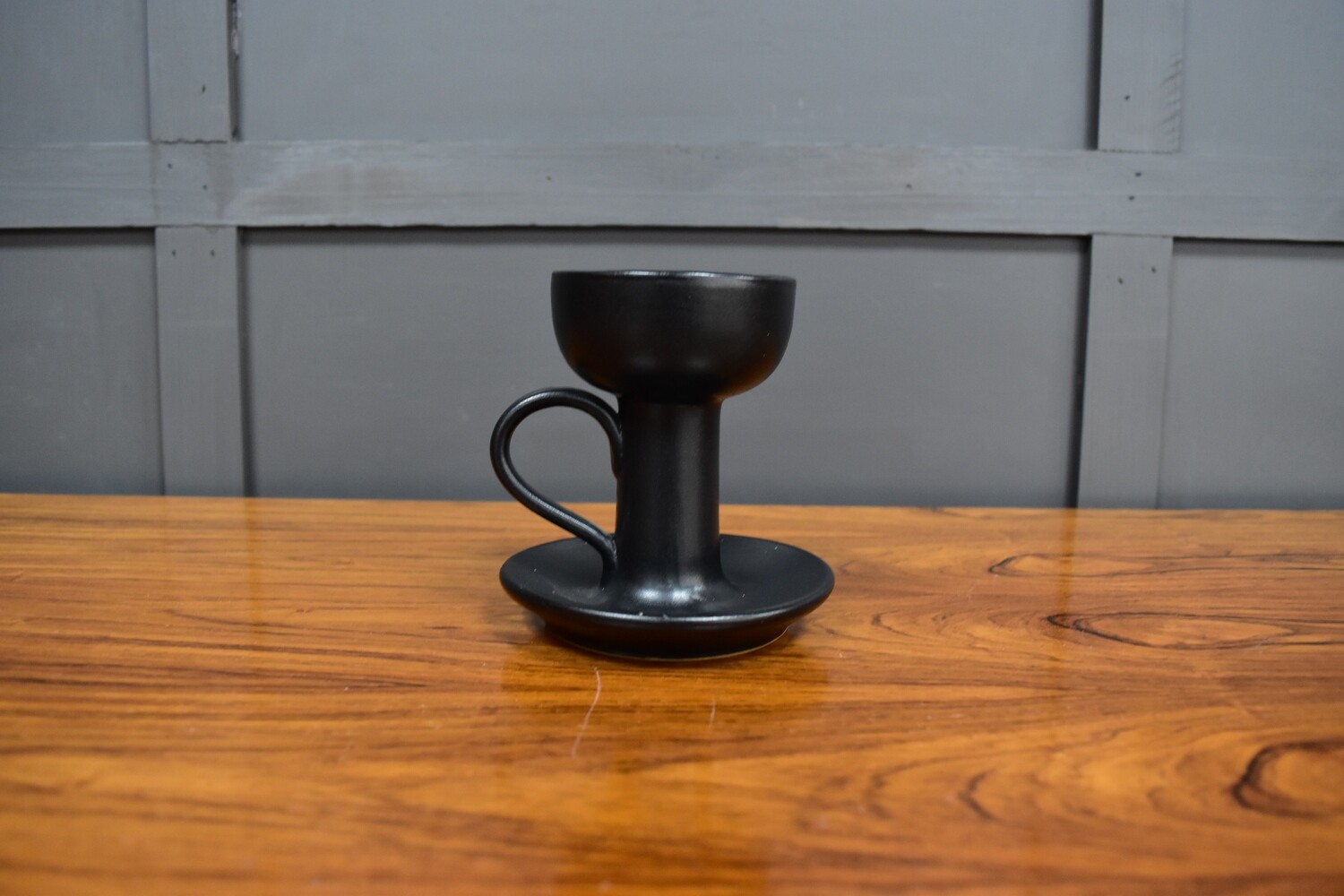 Bourne Denby Black Pottery Candlestick