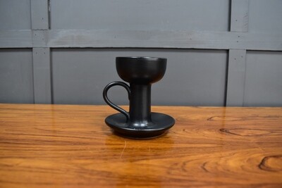 Bourne Denby Black Pottery Candlestick