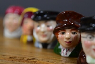 Set of x9 Mini Charles Dickens Character Toby Jugs