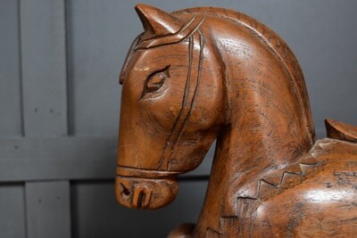 Primitive Seated Wooden Carved Horse
