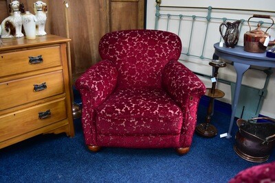 Vintage Damask Red Armchair Smaller Size