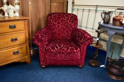 Vintage Damask Red Armchair Larger Size