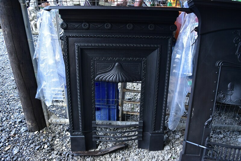 Original Cast Iron Arts and Crafts Fireplace c1900s