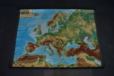 Large Vintage 1960s 3D Map of Europe
