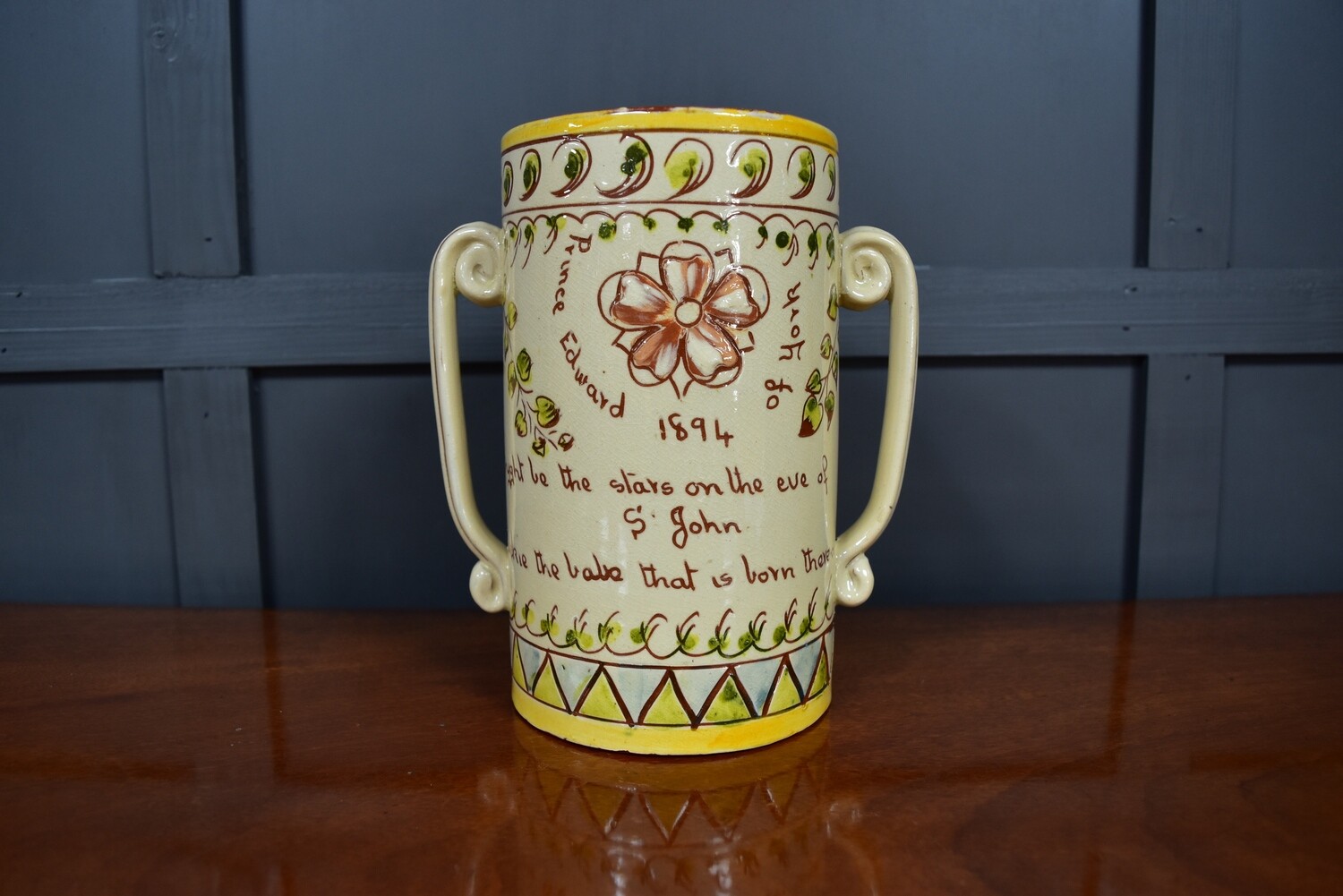 Birth of Prince Edward of York - Rare 1894 Aller Vale Two-Handled Vase