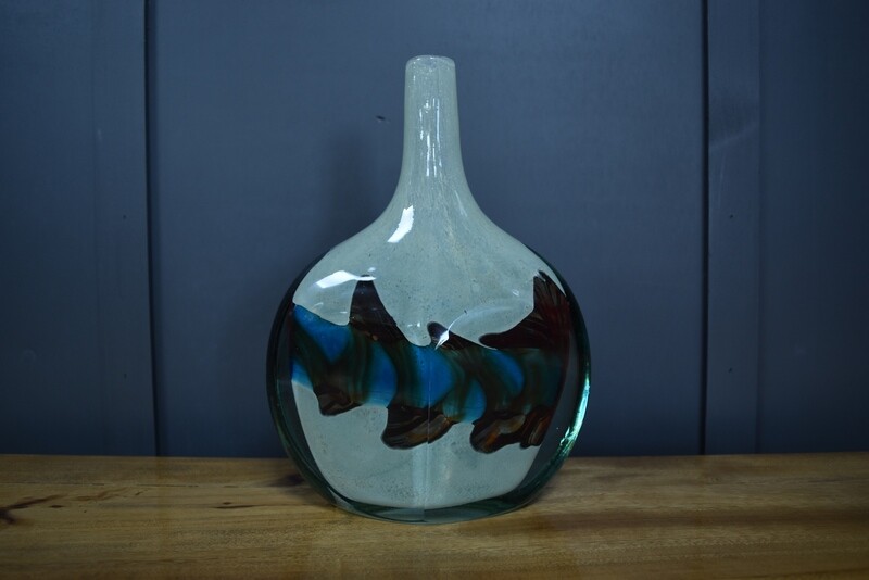Mdina Large Ice-Cut Fish Vase c1974