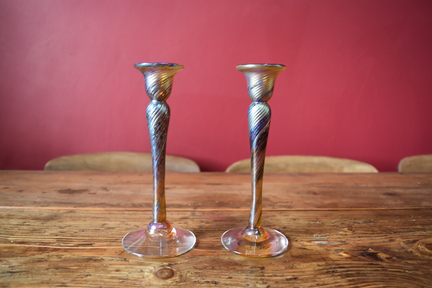 Robert Held Iridescent Candlesticks