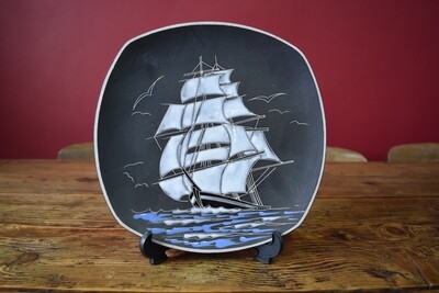 Retro Boat Picture Plate - Signed