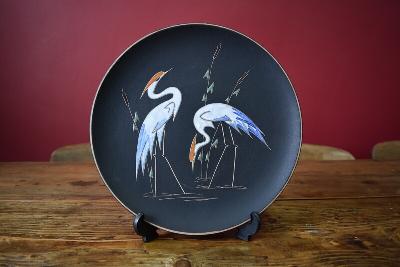 Ruscha Pottery Wall Plate with Herons c1960s