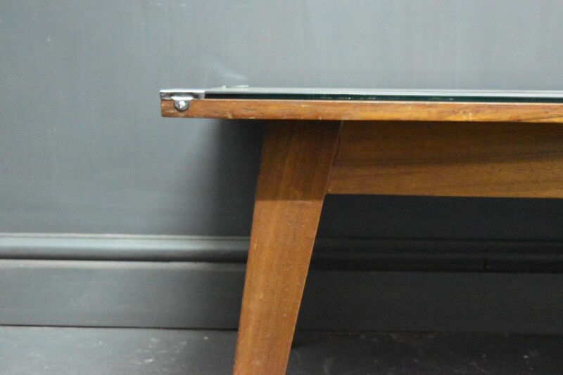Mid-Century Glass Top Coffee Table