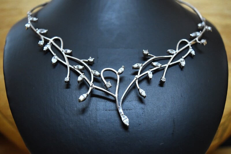9ct White Gold CZ Necklace
