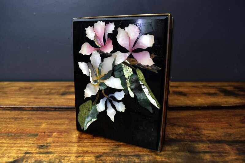 Inlaid Hardstone & Brass Box