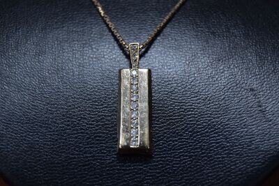 9ct Gold & Diamond Ingot Necklace