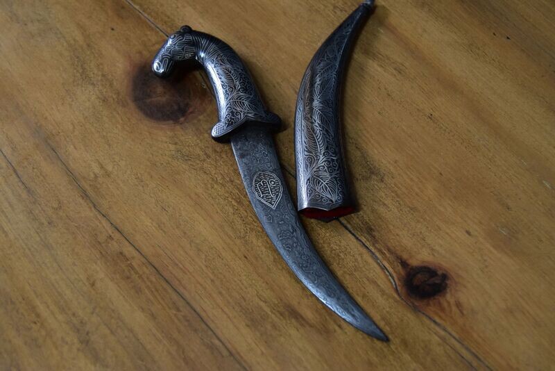 Camel Head Bidriware Dagger