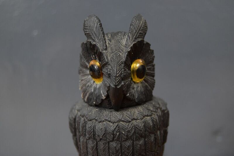 19th Century Irish Bog-Oak Owl Box